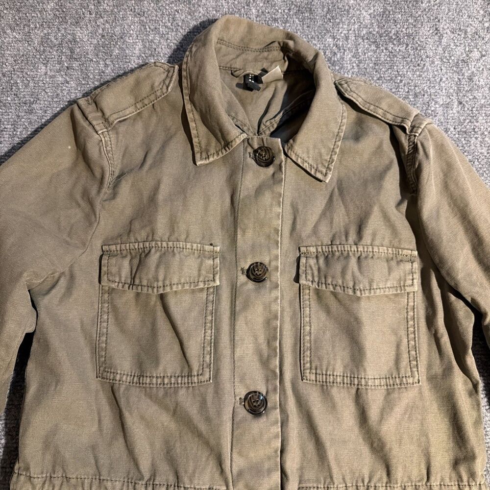 H&M Divided Jacket Women's Size 6 Green Button Front Military Themed Pockets - Picture 5 of 11